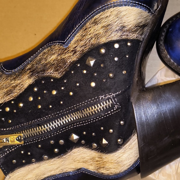 Old Gringo Blue and Black Cowhide Sooke Ankle Booties - Picture 5 of 6